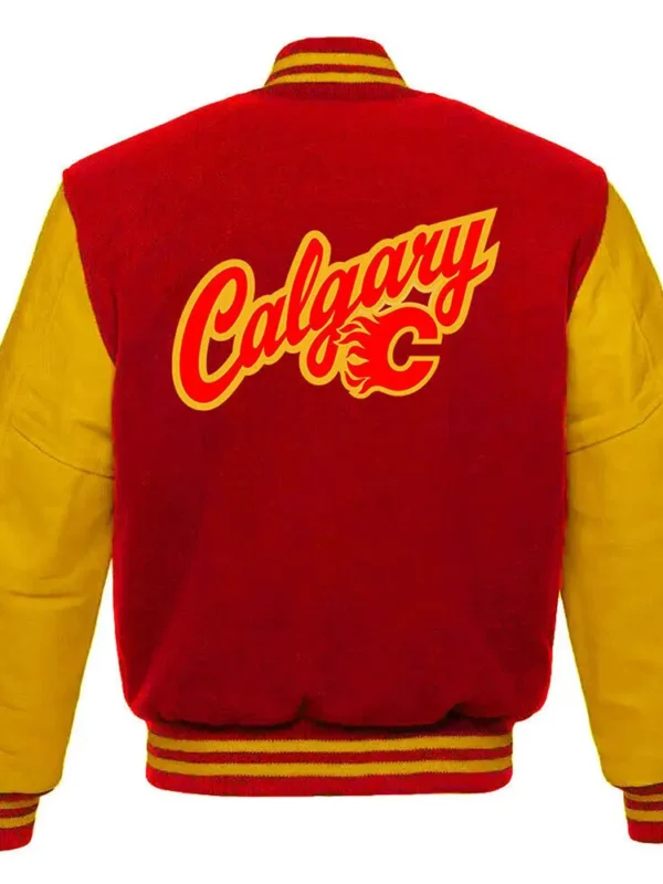 Calgary Flames Red and Gold Varsity Jacket