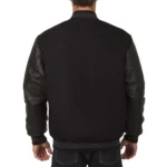 Calgary Flames Varsity Black Wool and Leather Jacket