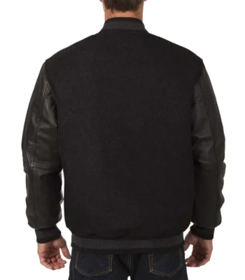 Calgary Flames Varsity Black Wool and Leather Jacket