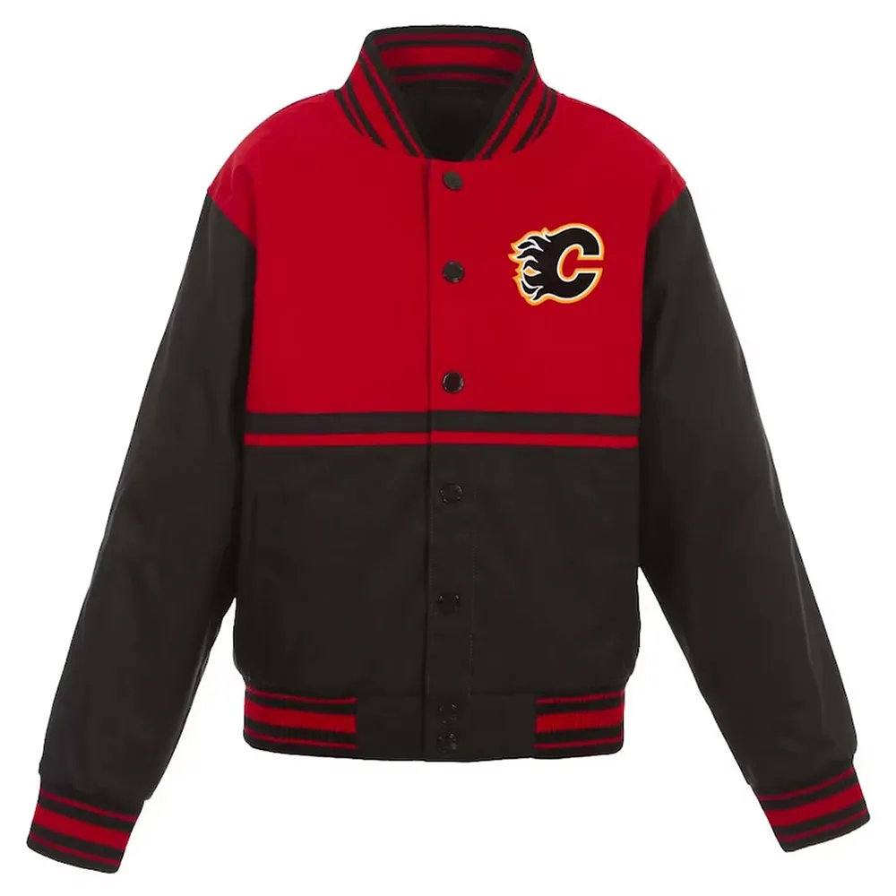Calgary Flames Youth Black and Red Jacket Calgary Flames Youth Black and Red Jacket