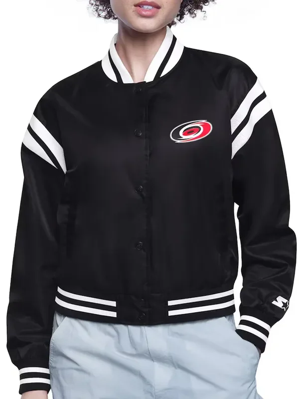 Carolina Hurricanes Printed Logo Varsity Satin Jacket
