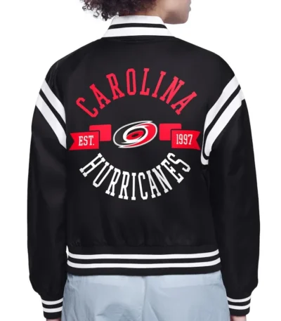 Carolina Hurricanes Printed Logo Varsity Satin Jacket