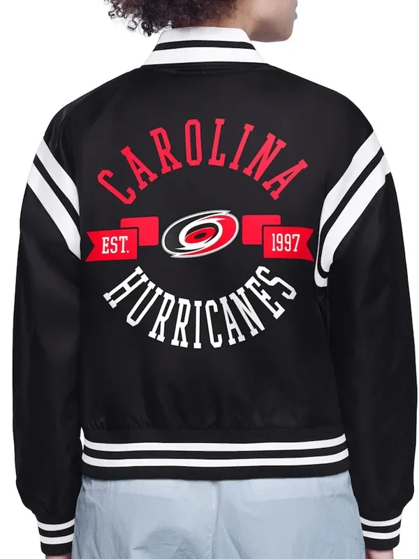 Carolina Hurricanes Printed Logo Varsity Satin Jacket