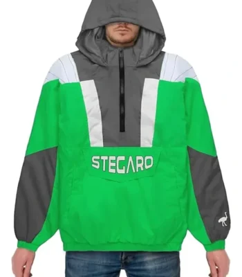 Charlie Green And Grey Stegaro Hooded Jacket