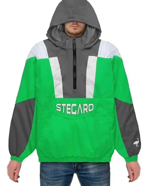 Charlie Green And Grey Stegaro Hooded Jacket