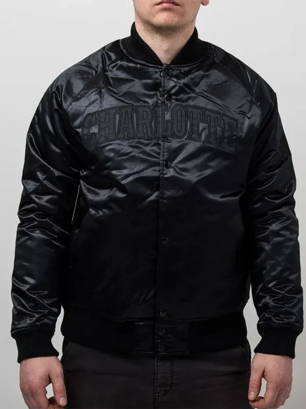 Charlotte Hornets Black Tonal Satin Jacket