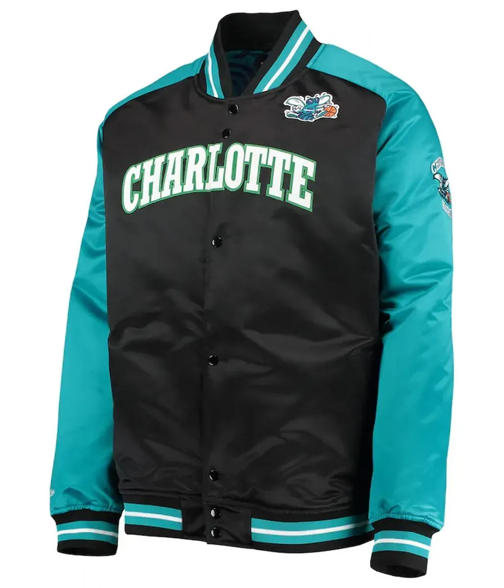 Charlotte Hornets Black and Teal Hardwood Classics Reload 3.0 Jacket Charlotte Hornets Black and Teal Hardwood Classics Reload 3.0 Jacket