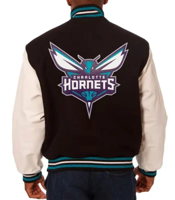 Charlotte Hornets Black and White Varsity Jacket