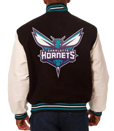 Charlotte Hornets Black and White Varsity Jacket