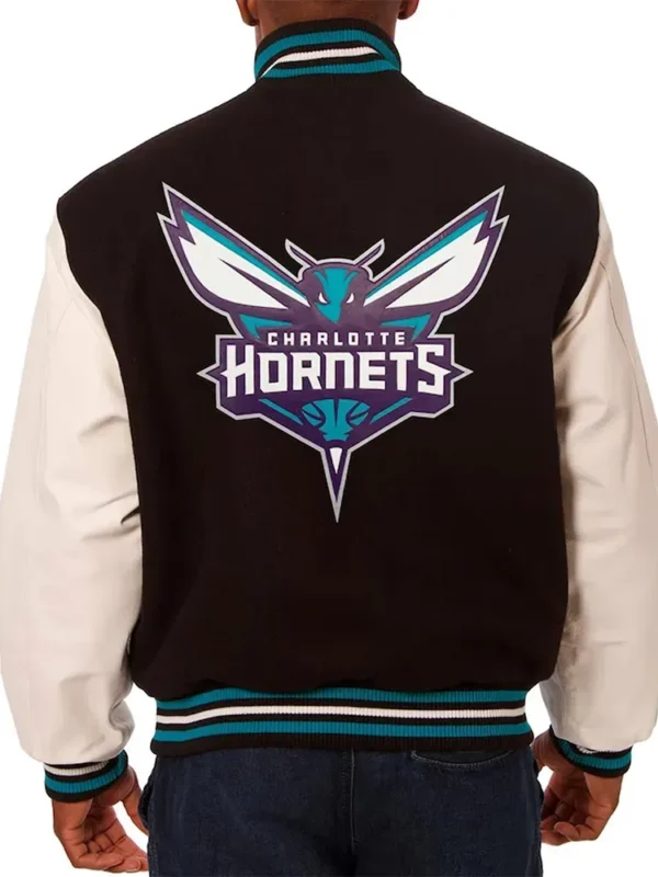 Charlotte Hornets Black and White Varsity Jacket