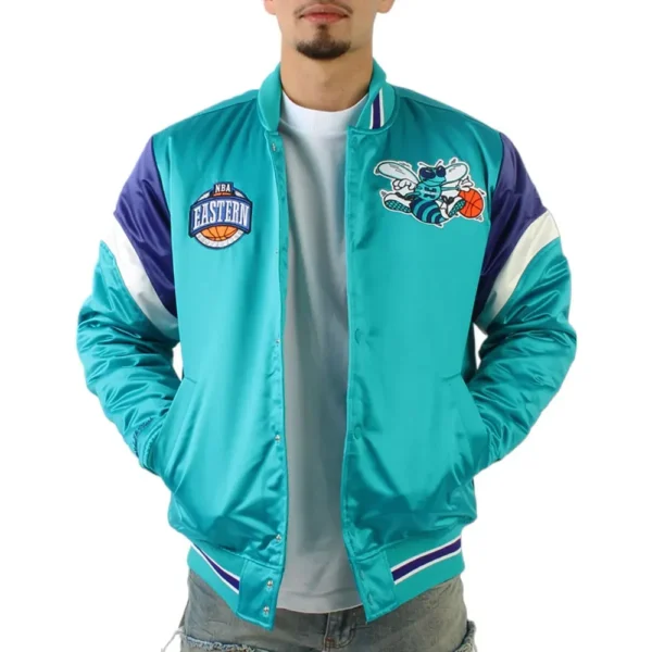 Charlotte Hornets Eastern Aqua Satin Jacket