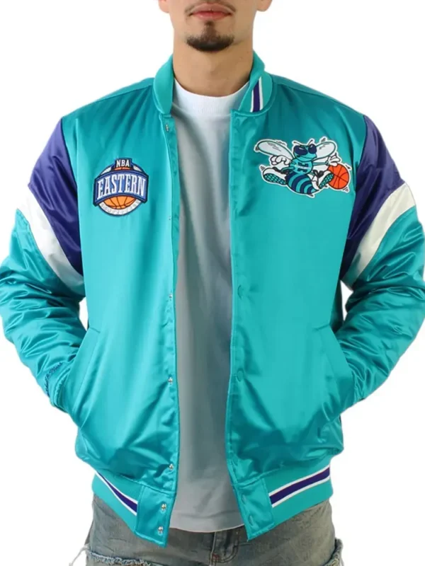Charlotte Hornets Eastern Aqua Satin Jacket