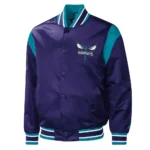 Charlotte Hornets Force Play Purple Varsity Satin Jacket