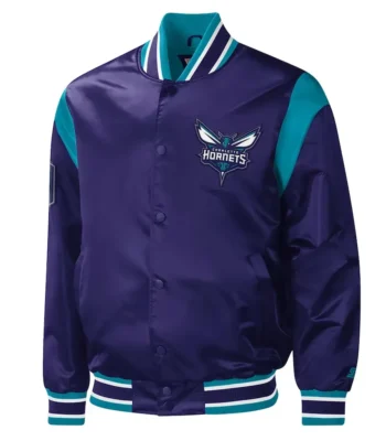 Charlotte Hornets Force Play Purple Varsity Satin Jacket