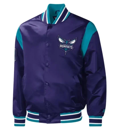 Charlotte Hornets Force Play Purple Varsity Satin Jacket