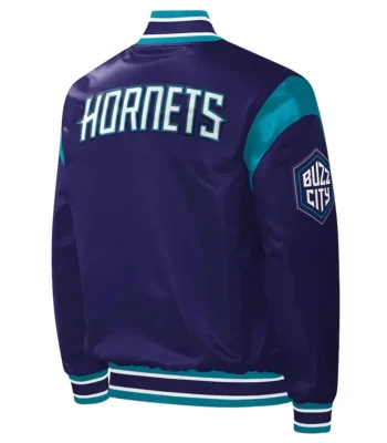 Charlotte Hornets Force Play Purple Varsity Satin Jacket