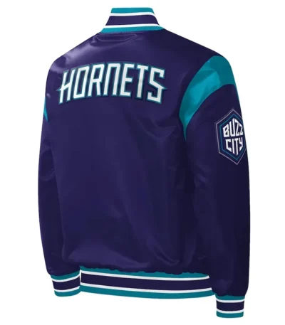 Charlotte Hornets Force Play Purple Varsity Satin Jacket
