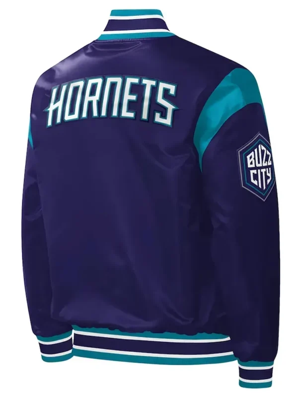 Charlotte Hornets Force Play Purple Varsity Satin Jacket