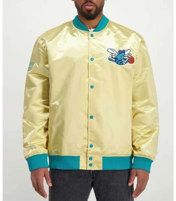 Charlotte Hornets Lightweight Gold Satin Jacket