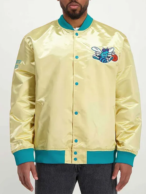 Charlotte Hornets Lightweight Gold Satin Jacket