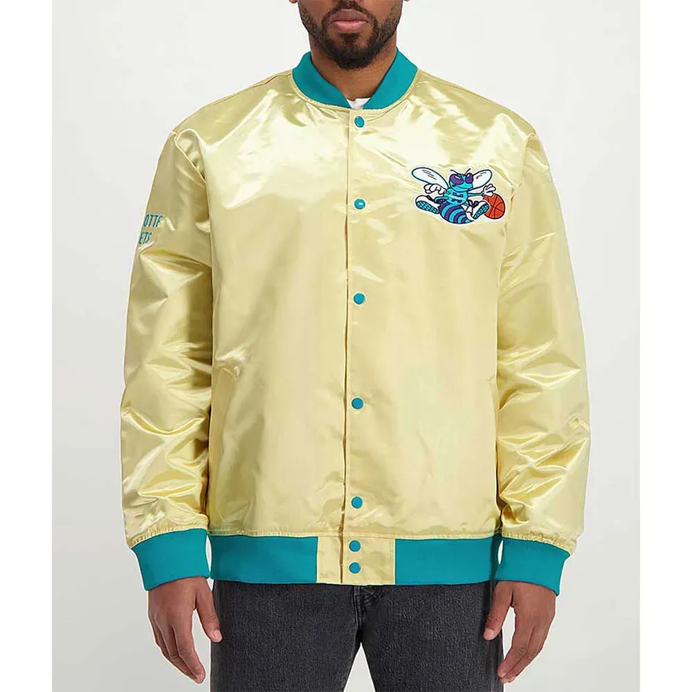 Charlotte Hornets Lightweight Gold Satin Jacket Charlotte Hornets Lightweight Gold Satin Jacket