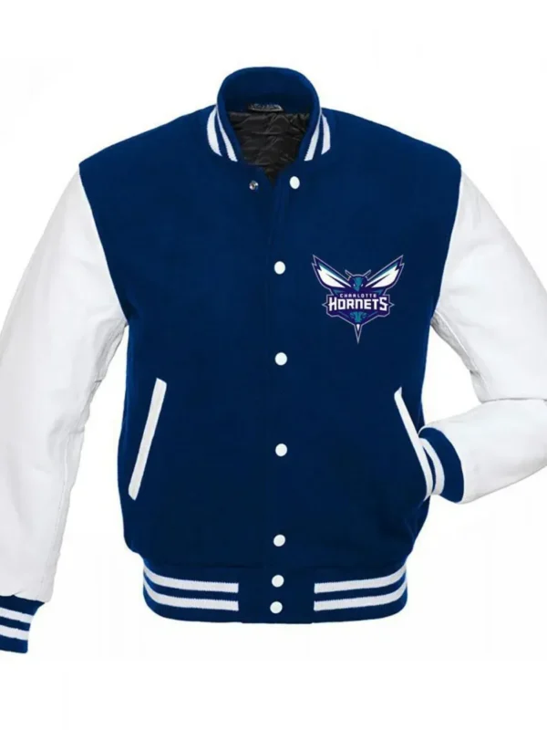 Charlotte Hornets NBA Varsity Blue and White Jacket
