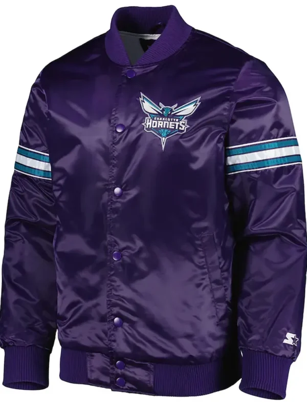 Charlotte Hornets Pick & Roll Purple Satin Jacket