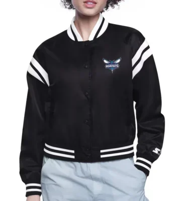 Charlotte Hornets Printed Logo Varsity Satin Jacket