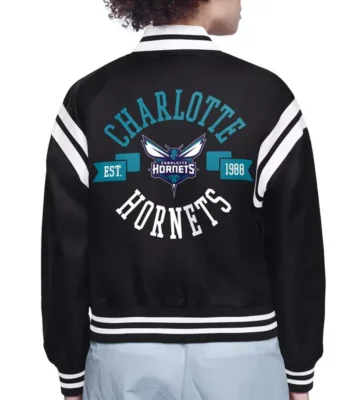 Charlotte Hornets Printed Logo Varsity Satin Jacket