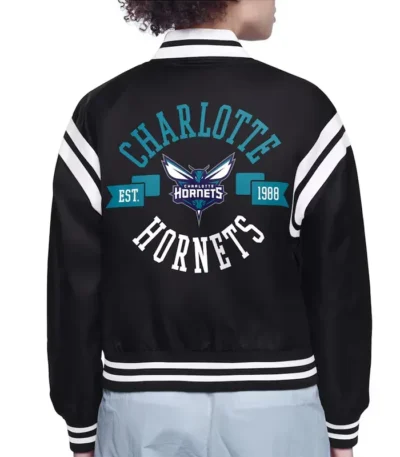 Charlotte Hornets Printed Logo Varsity Satin Jacket