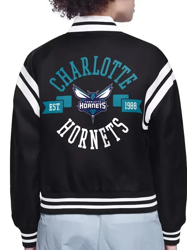 Charlotte Hornets Printed Logo Varsity Satin Jacket