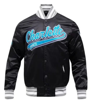 Charlotte Hornets Script Tail Black Satin Jacket