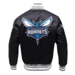 Charlotte Hornets Script Tail Black Satin Jacket