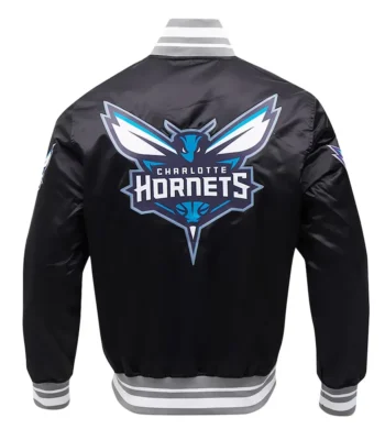 Charlotte Hornets Script Tail Black Satin Jacket