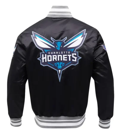 Charlotte Hornets Script Tail Black Satin Jacket