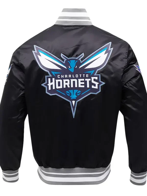 Charlotte Hornets Script Tail Black Satin Jacket