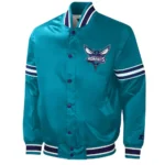 Charlotte Hornets Slider Teal Varsity Satin Jacket
