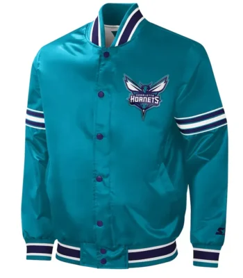 Charlotte Hornets Slider Teal Varsity Satin Jacket