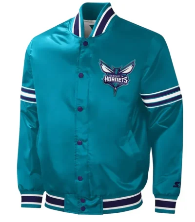 Charlotte Hornets Slider Teal Varsity Satin Jacket