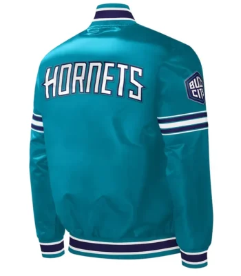 Charlotte Hornets Slider Teal Varsity Satin Jacket