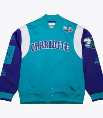 Charlotte Hornets Team Origins Teal Satin Jacket