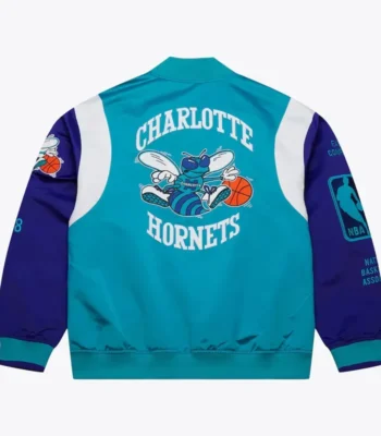 Charlotte Hornets Team Origins Teal Satin Jacket