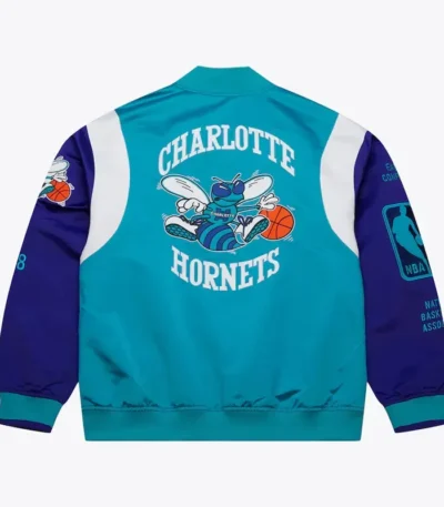 Charlotte Hornets Team Origins Teal Satin Jacket