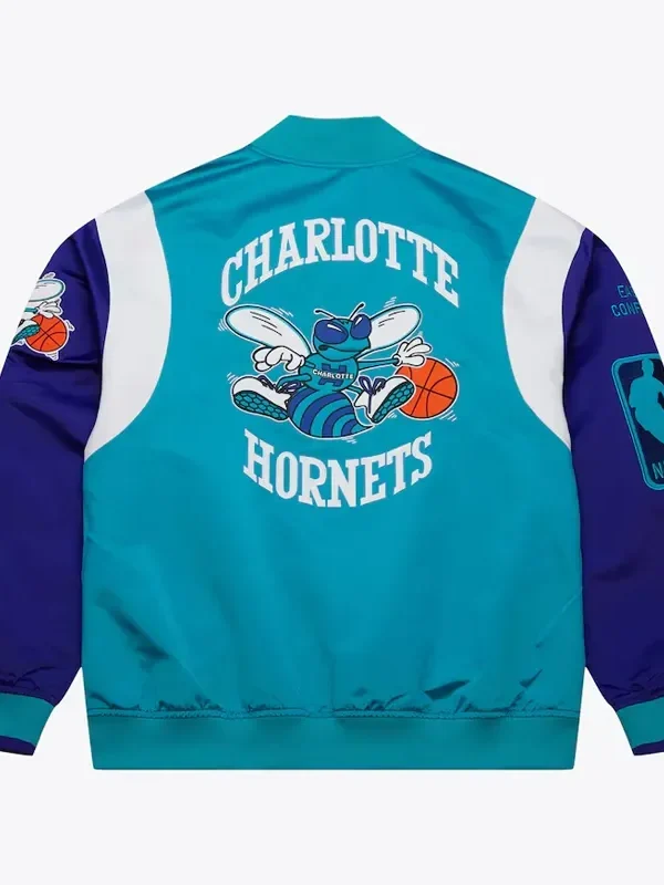 Charlotte Hornets Team Origins Teal Satin Jacket