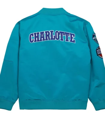 Charlotte Hornets Vintage Logo Aqua Lightweight Satin Jacket
