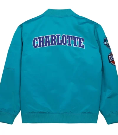 Charlotte Hornets Vintage Logo Aqua Lightweight Satin Jacket