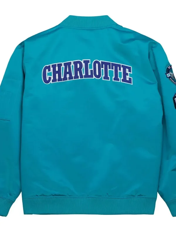 Charlotte Hornets Vintage Logo Aqua Lightweight Satin Jacket