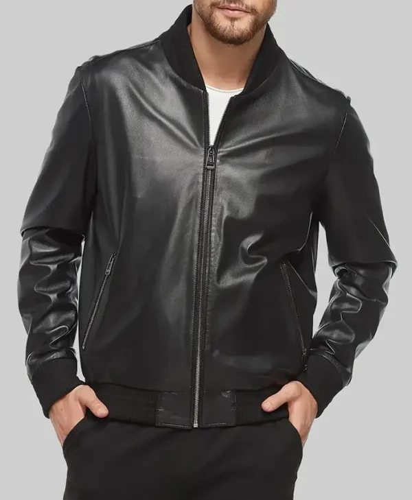 Chris Hemsworth Crime 101 Leather Bomber Jacket