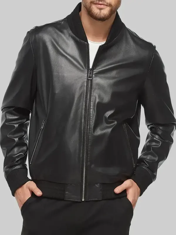 Chris Hemsworth Crime 101 Leather Bomber Jacket