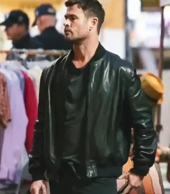 Chris Hemsworth Crime 101 Bomber Leather Jacket